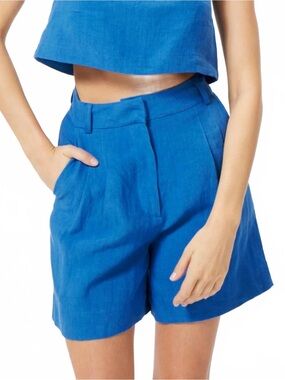 Sophie Rue Juniper Linen Shorts in royal blue L